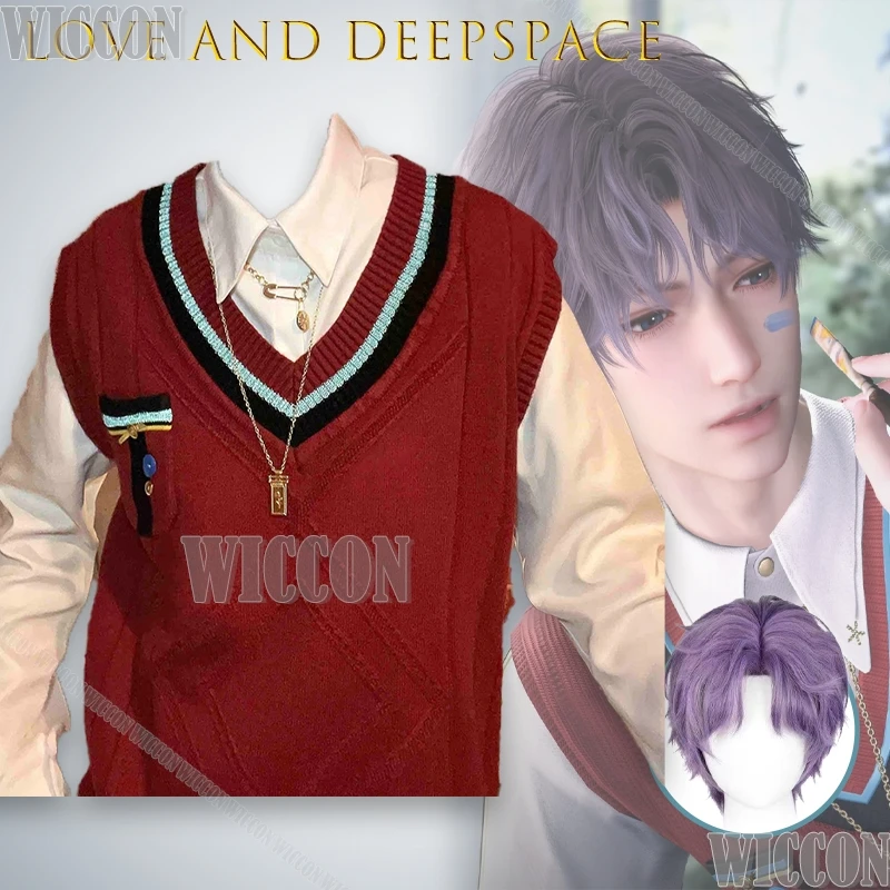 

Love And Deepspace Rafayel Red Maple Season Fish Knit Vest Pure Cotton Cosplay Clothes Game Carnival Outfit Halloween Christmas