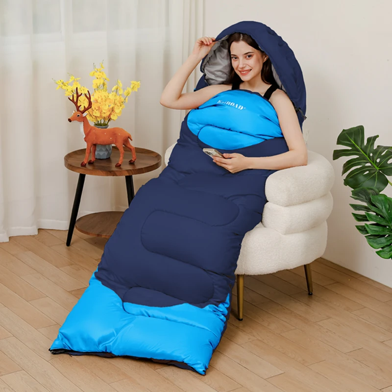 حقيبة نوم للخريف والشتاء للبالغين، خفيفة الوزن للاستخدام الفردي في الهواء الطلق، لحاف سميك ثنائي الغرض للنظافة #3