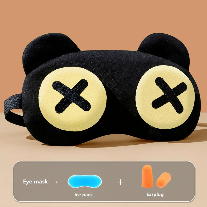 Cute Bear Eye Mask Sleep Aid Light Blocking Breathable Eyeshade for Travel Protective Safety Eye Wear Cold Hot Compress view 2