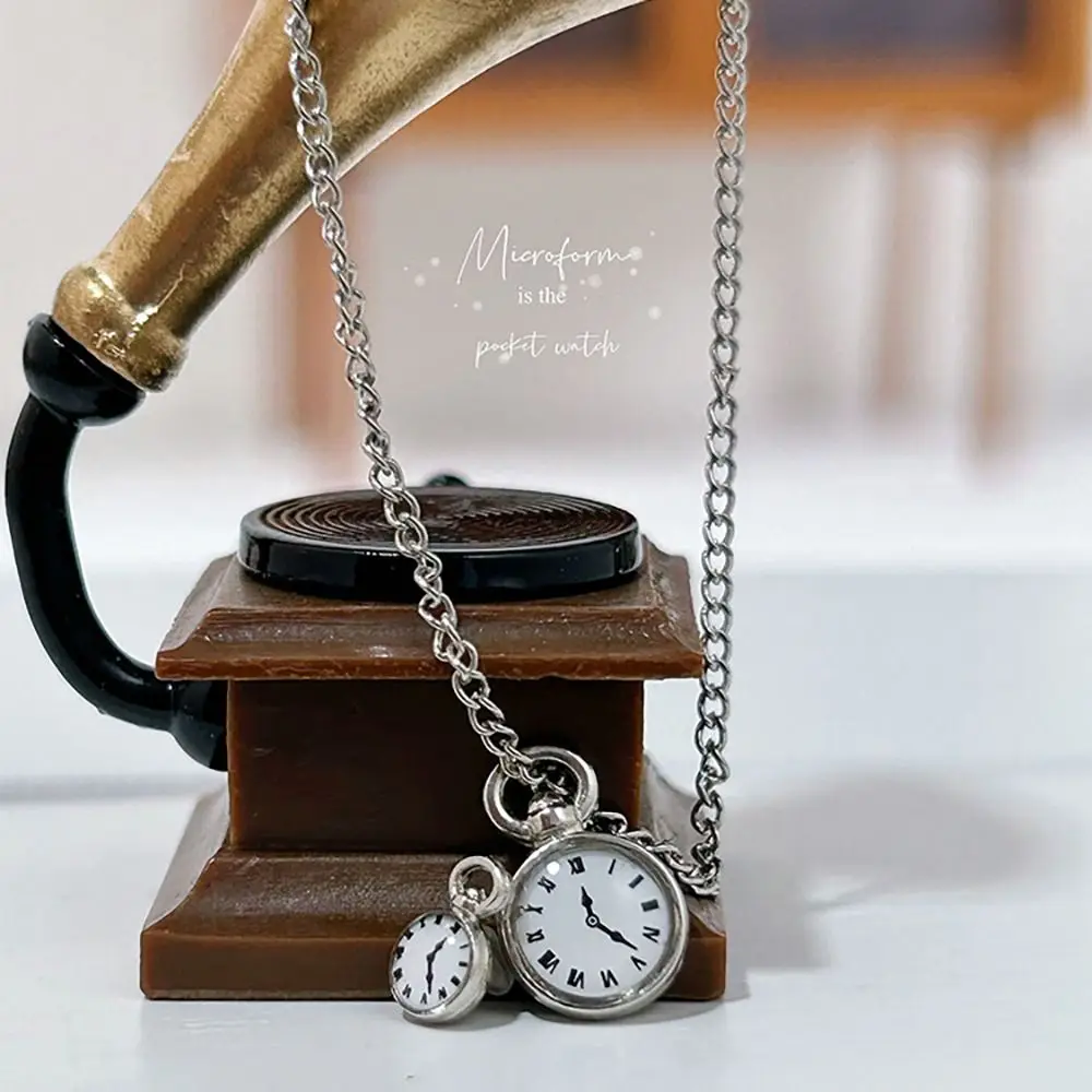 1/12 Dollhouse Simulation Vintage Pocket Watch for Ob11 /30cm Doll Mini Necklace Kid Pretend Play Toy DIY Dollhouse Decoration