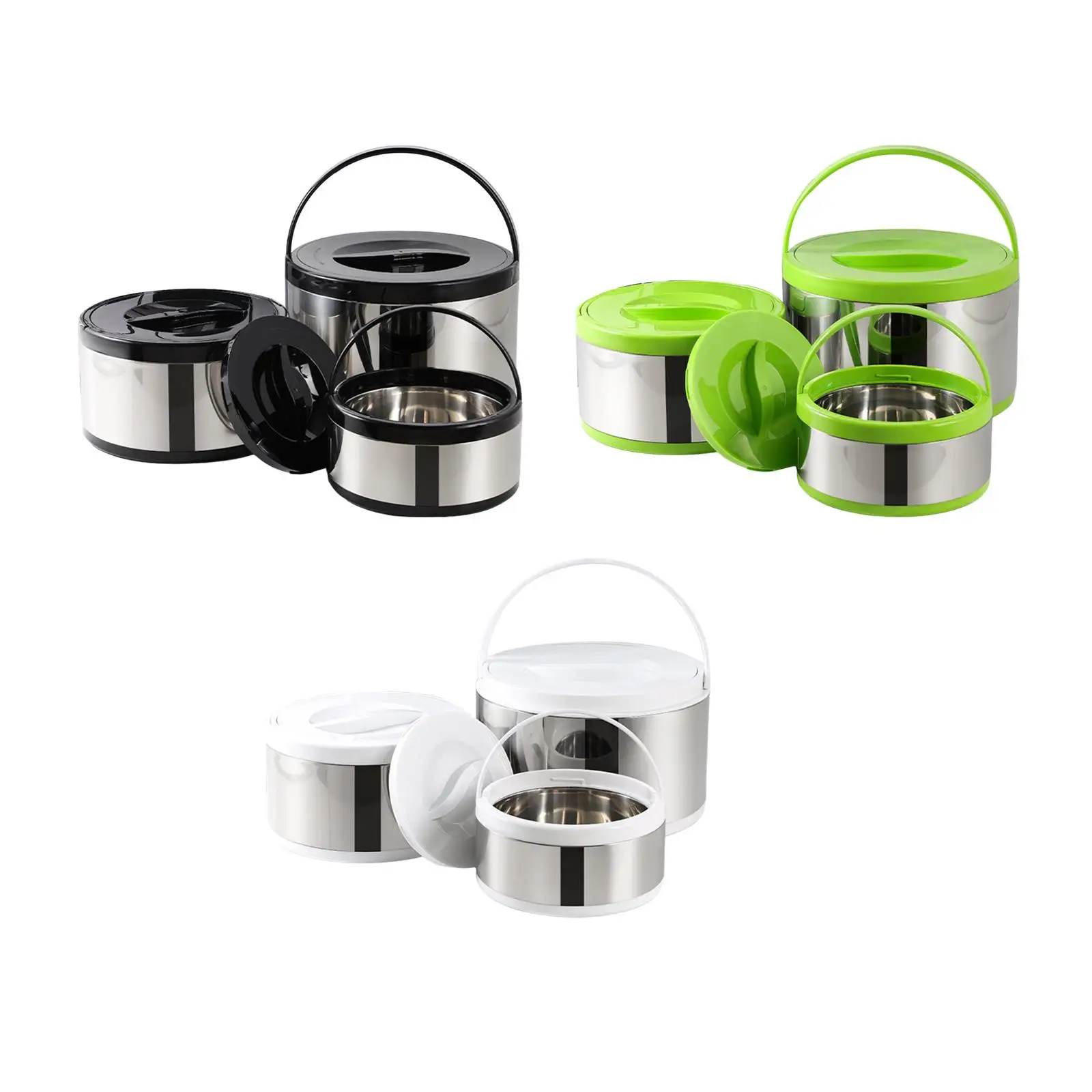 

3 Pieces Portable Insulated Barrel Stackable for Soup Outdoor Travelling