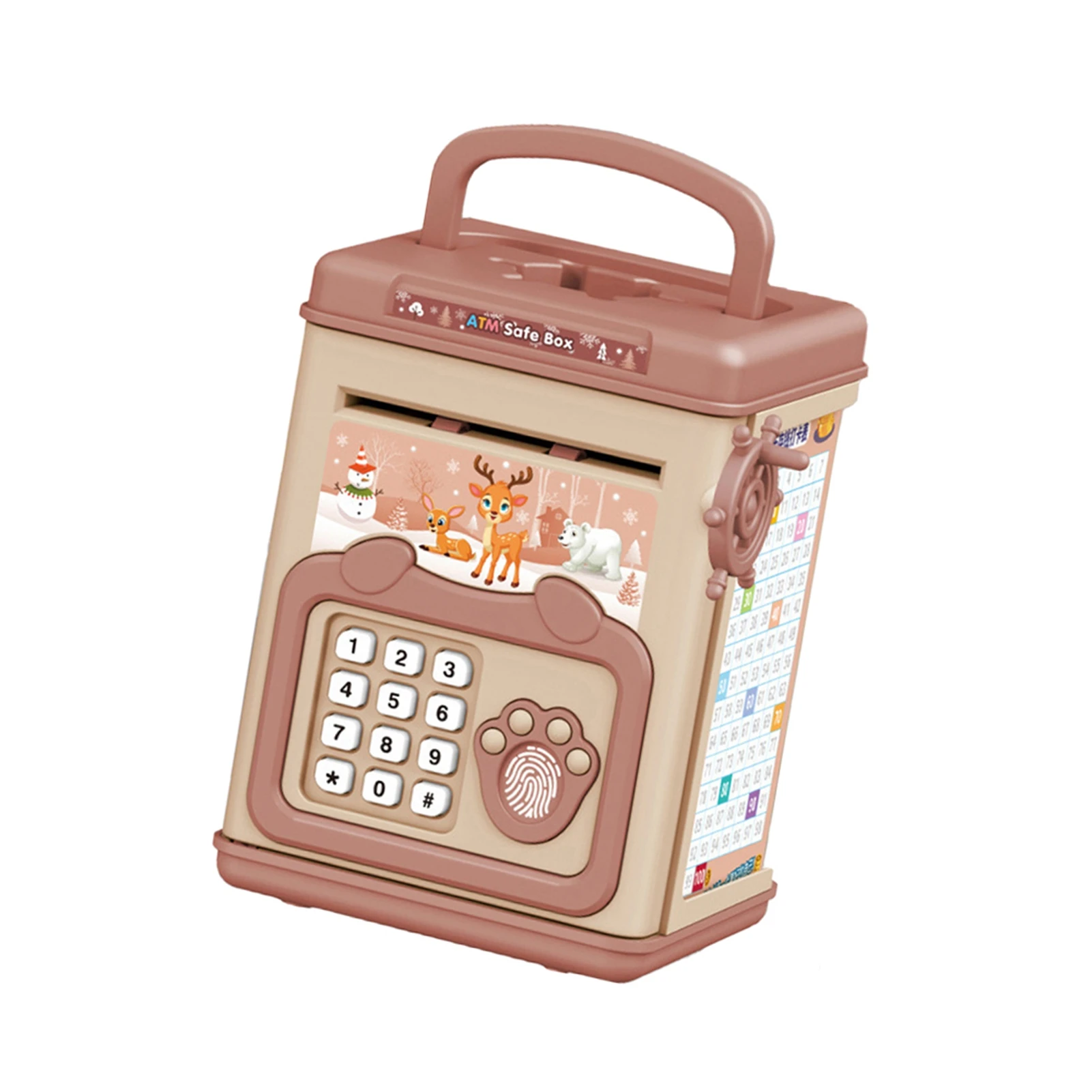 ATM型子供用貯金箱 男の子 女の子向け パスワードコードロック付き安全貯金箱 ポータブル電池式 本物のお金入れ C用