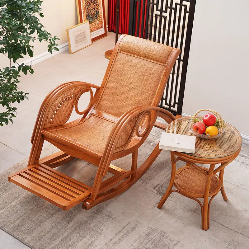 

Natural rattan rocking chair adult recliner household
