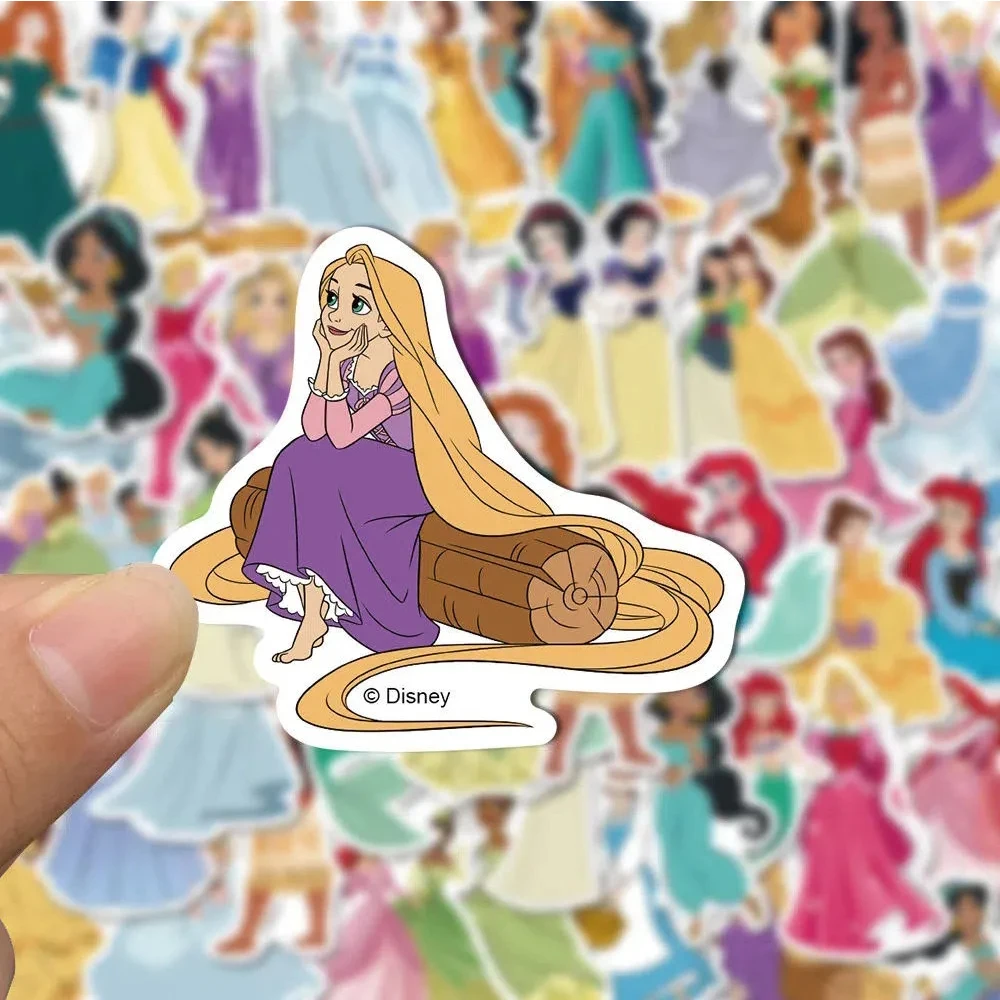 

10/30/50pcs Cute Girls Disney Princess Stickers Aurora Belle Cartoon Sticker Scrapbooking Guitar Luggage Mermaid Decal Toys Gift