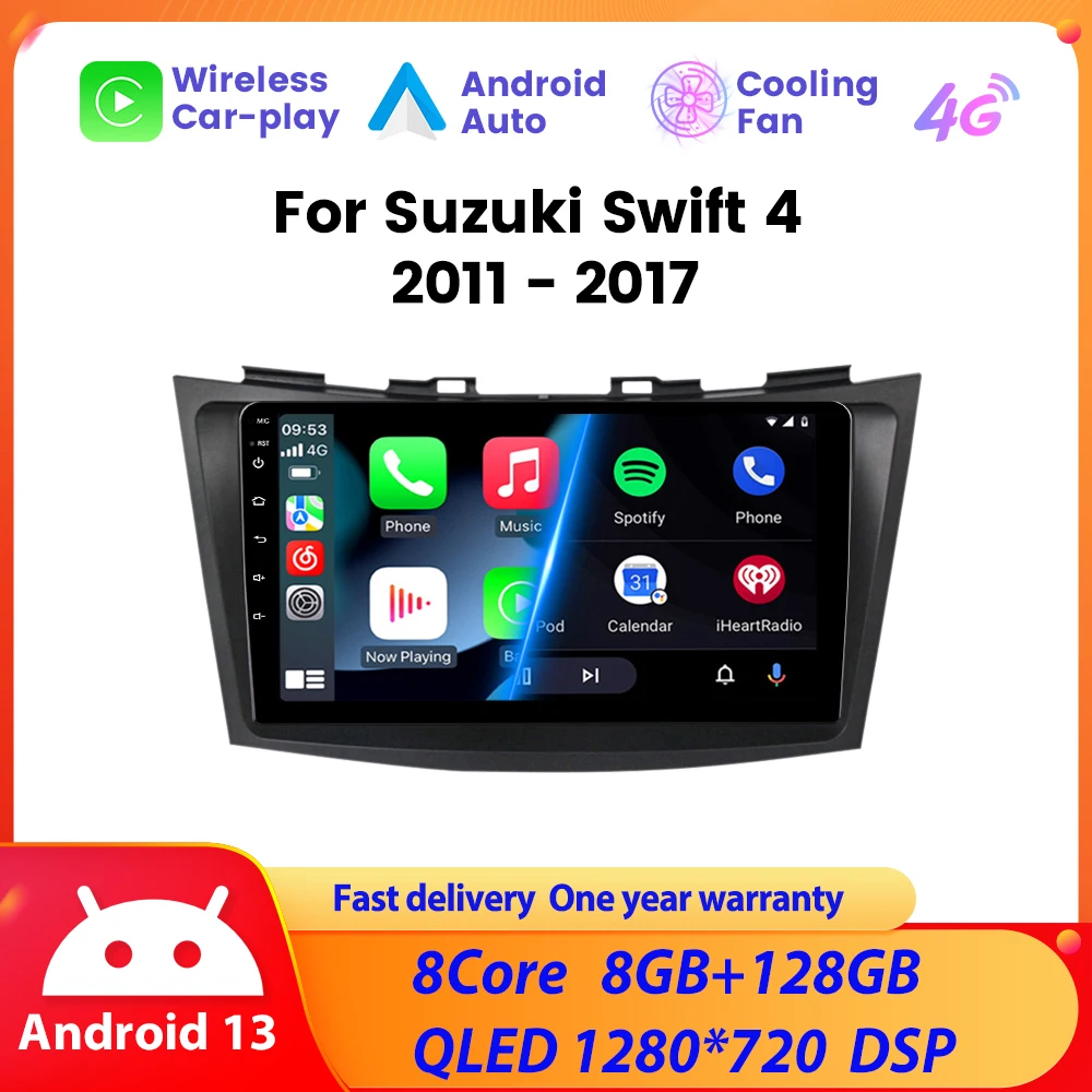 Android 13 Car Radio For Suzuki Swift 4 2011 - 2017 Multimedia Player Auto Stereo GPS Navigation Carplay QLED Screen 1280*720 BT