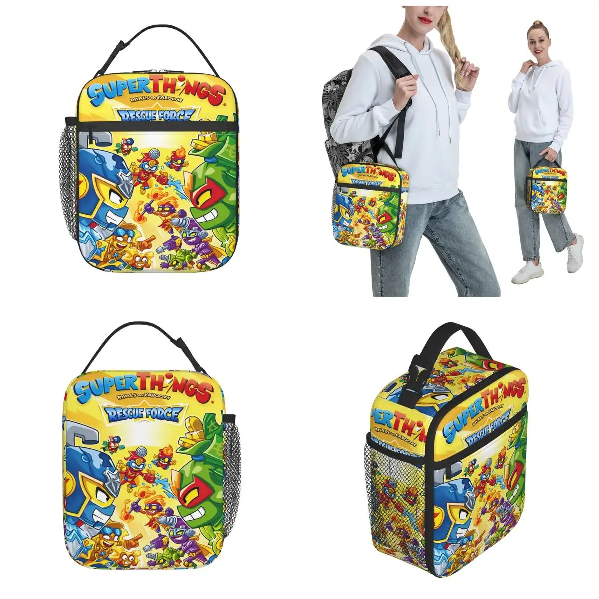 SuperThings الكرتون معزول حقيبة الغداء حقيبة للحفاظ على البرودة حاوية الغداء سوبر Zings رياض الأطفال حمل علب الاغذية فتاة صبي كلية