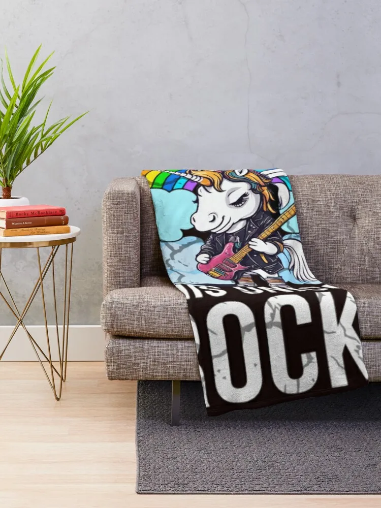 This Unicorn Rocks Guitar Throw Blanket Bed Fashionable Decorative Sofa Blankets