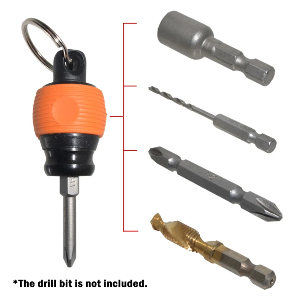 1pc Screwdriver Drill Bit Holder Hex Shank Screwdriver Keychain Extension Bar Quick Release Screwdriver Bits Holder Hand Tools