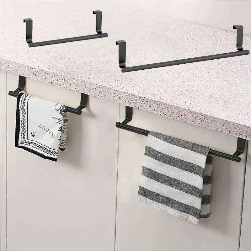 Towel Rack Over Door Stainless Steel Towel Bar Storage Organizer Bathroom Kitchen Cabinet Door Hanging Towel Rack