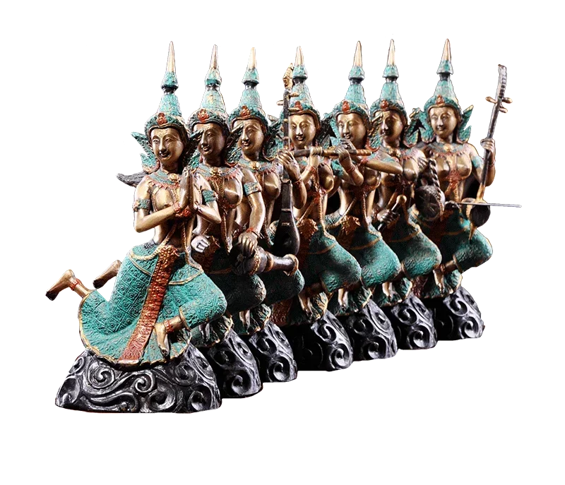 

Le Commission Decoration, Play and Sing Seven-Piece Pure Copper Character Home Decoration, Southeast Asian Style