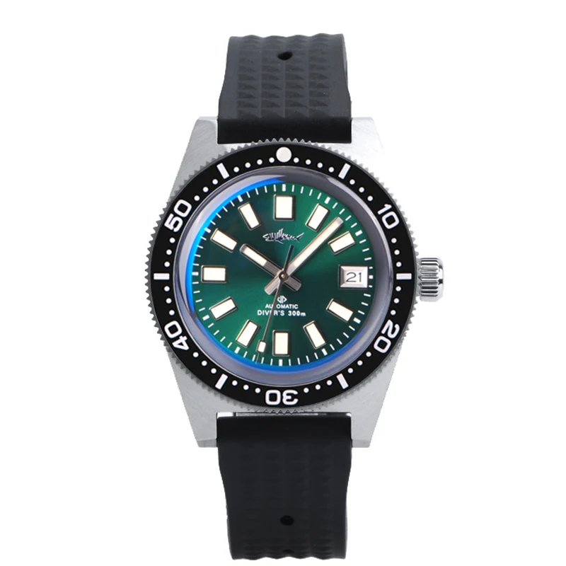 Heimdallr Men's 62Mas Diver Watch Black Dial Sapphire NH35 Automatic Movement 20Bar Water Resistance C3 Green Luminous