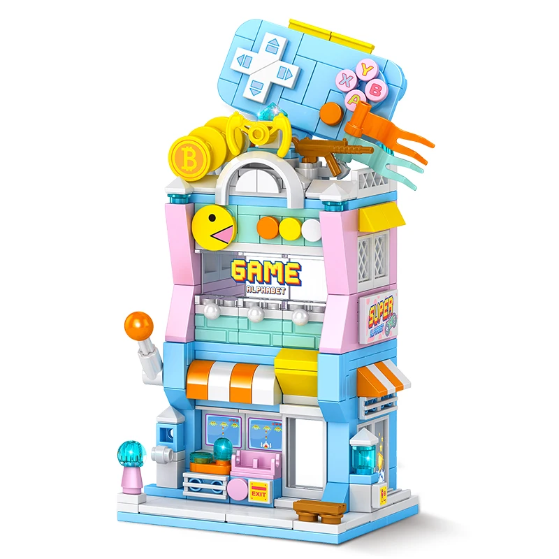Street View Stad Architectuur Bouwstenen Koffie Ijs Game Store Model Kit Meisjes Bakstenen Kinderen Speelgoed Kerstcadeau