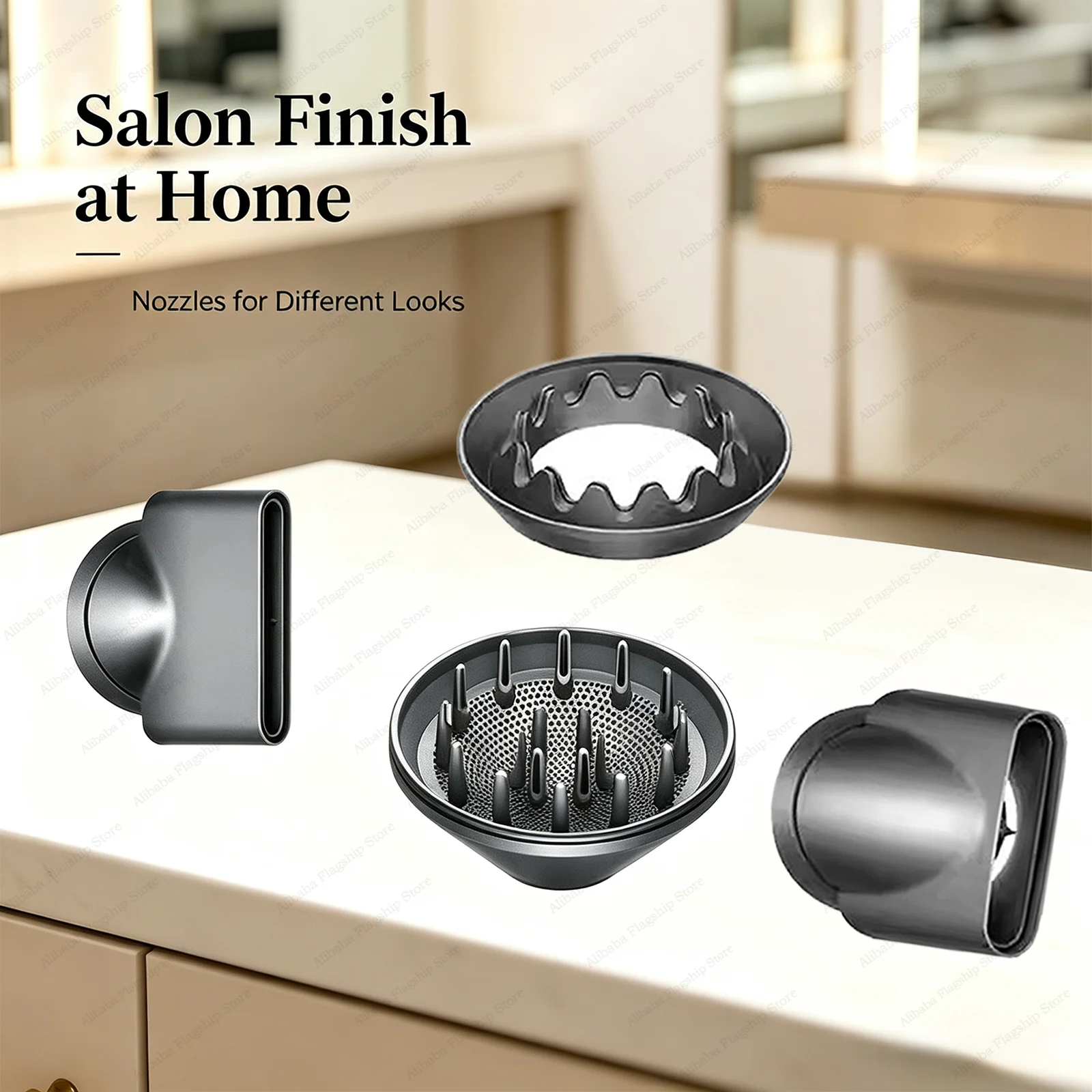 Hair Dryer Styling Attachments Set Home Salon Replacement Nozzle Kit Compatible with High Speed Hair Dryer