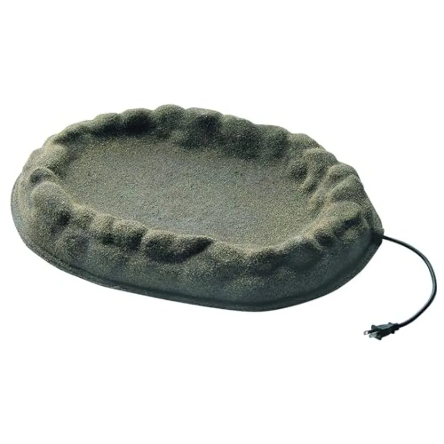Heated Bird Bath, Four Seasons Outdoor Decor Shallow Bath Tray for Birds - Backyard and Garden Birdbath with Sand Coated Design
