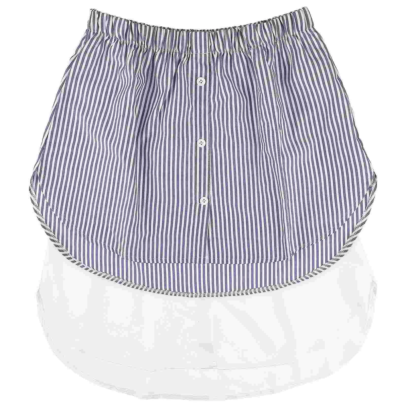 2 Pcs White Striped Fake Hem Skirt Ladies Layering Mini Lower Underskirts for Women Girls Cozy Texture Great Gift