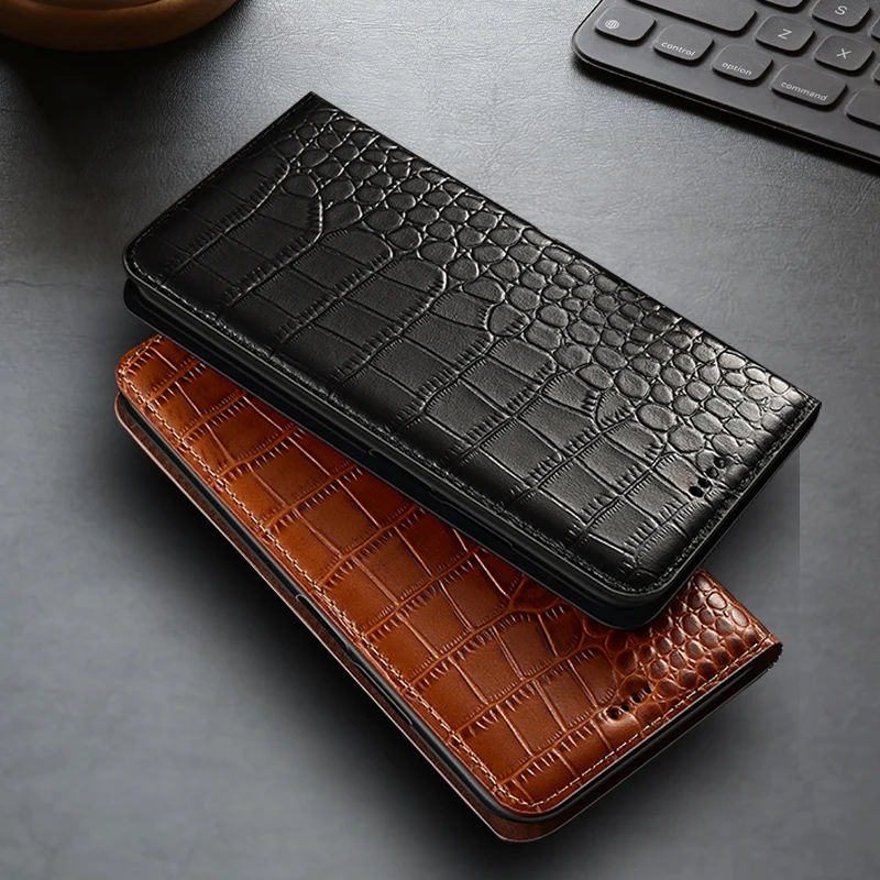 Crocodile Genuine Leather Flip Case For Infinix Zero 20 30 40 X Pro Neo Ultra 4G 5G 2022 2023 Wallet Cover Cases Scratch Proof view 3