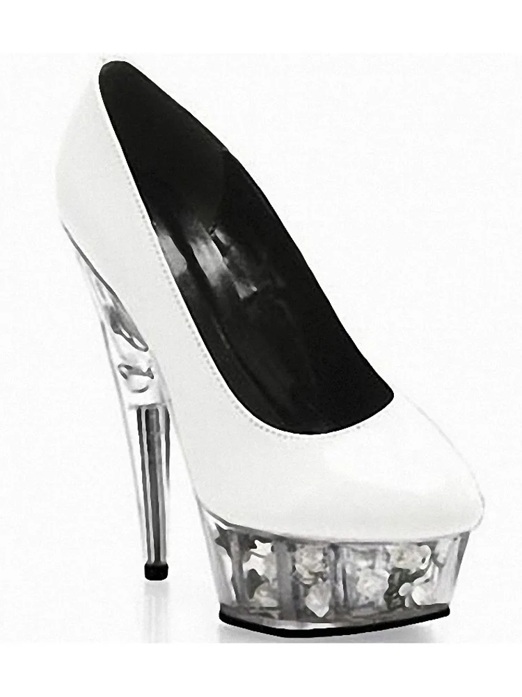 6 Inch Exotic High Stripper Heel Platform Rose Transparent Gothic Crystal Sexy Fetish Pump Female White Bride Pole Dance Shoes