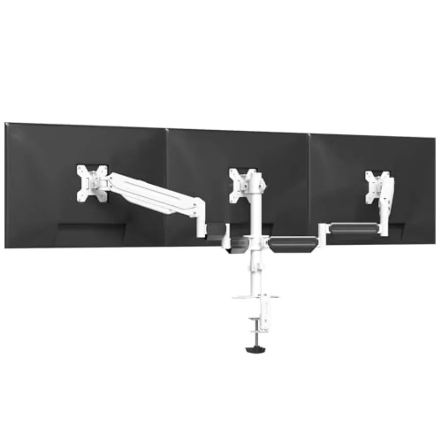 

Monir Desk Mount Stand for Most Screens: Gas Springs Adjustment Clamp Grommet Kit White
