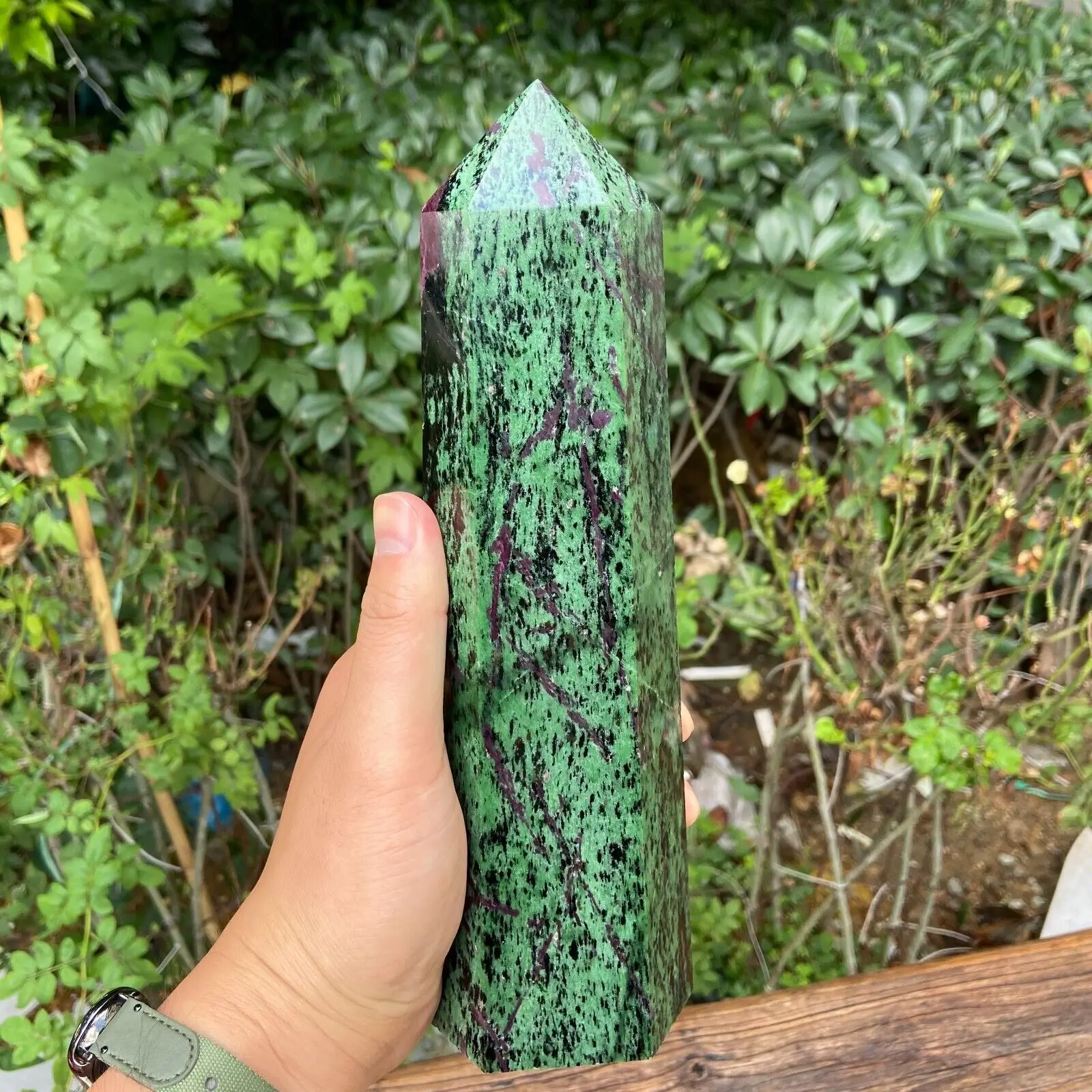 Large Natural Ruby In Zoisite Obelisk Quartz Crytslal Wand Point Healing