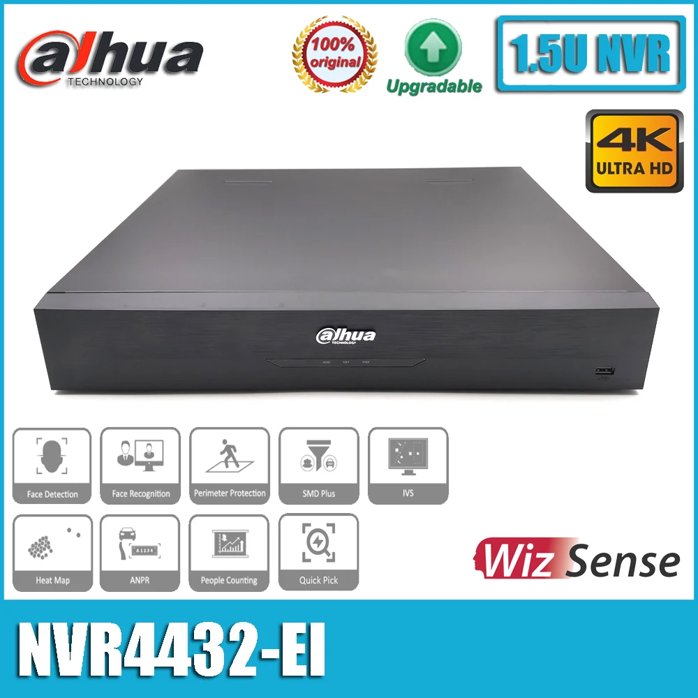 Original Dahua NVR4432-EI 32CH 1.5U 4HDDs AI SMD Plus ANPR NVR WizSense Network Video Recorder Without POE Port