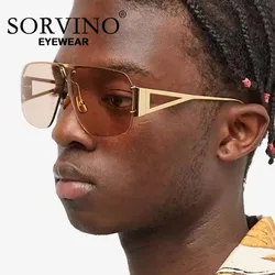 SORVINO 2024 Ovesized Square Sunglasses Women Men Retro Aviation Sun Glasses Rimless Metal Frame Gradient Shades UV400 Eyewear