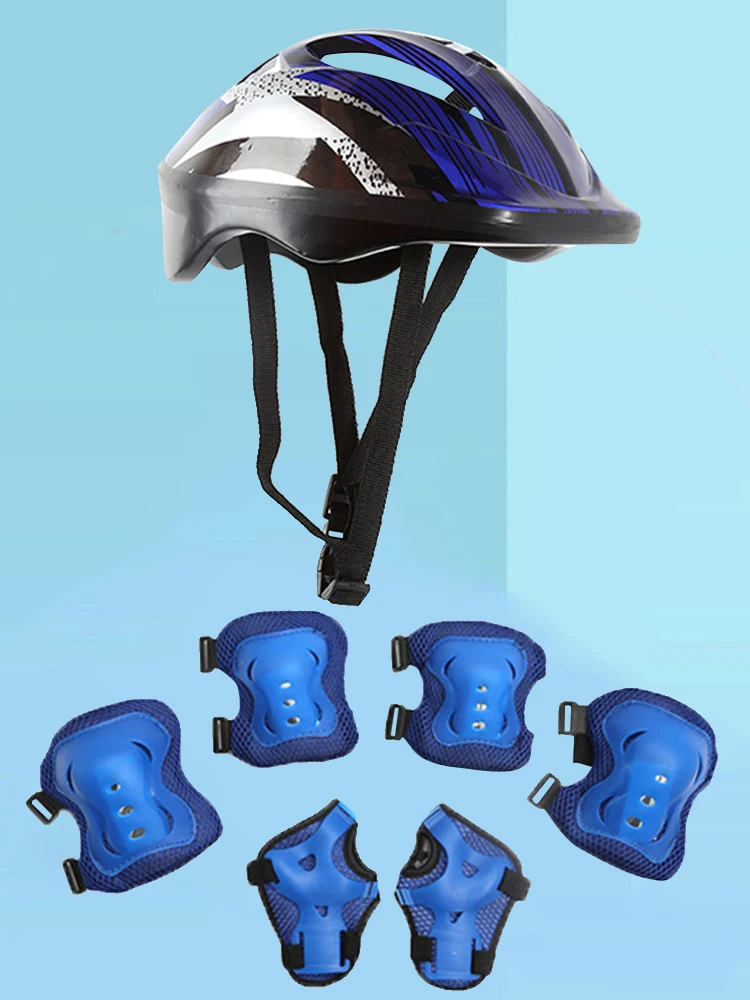 AliExpress APWIKOGER 7Pcs Bicycle Sport Protective Gear Set Adjustable Kids Safety Skating Helmet Pad Set 48-55cm for Skateboard/Bike/Skating/Cycling