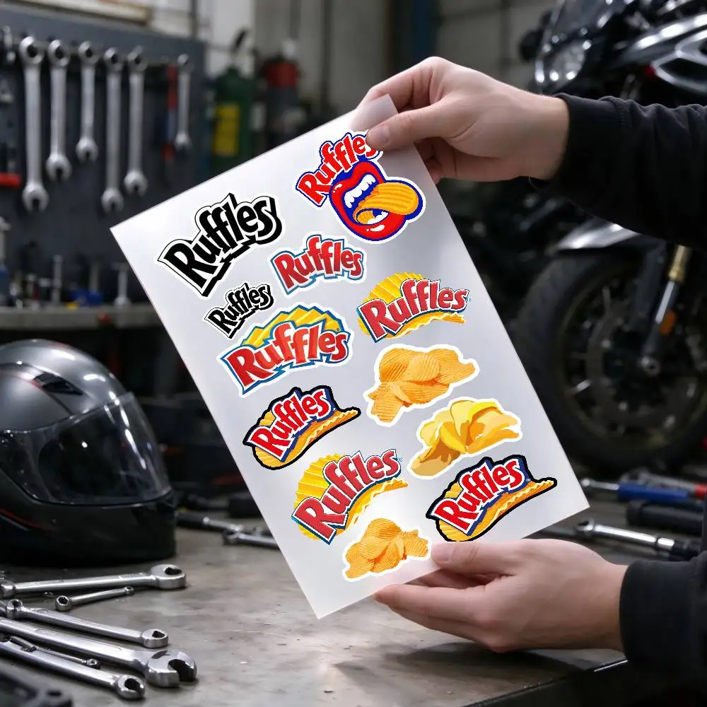 Wavy Crisps Potato Chip Stickers Moto Motorcycle Car Sponsor Decals Waterproof Reflective Pegatinas Vinyl Material