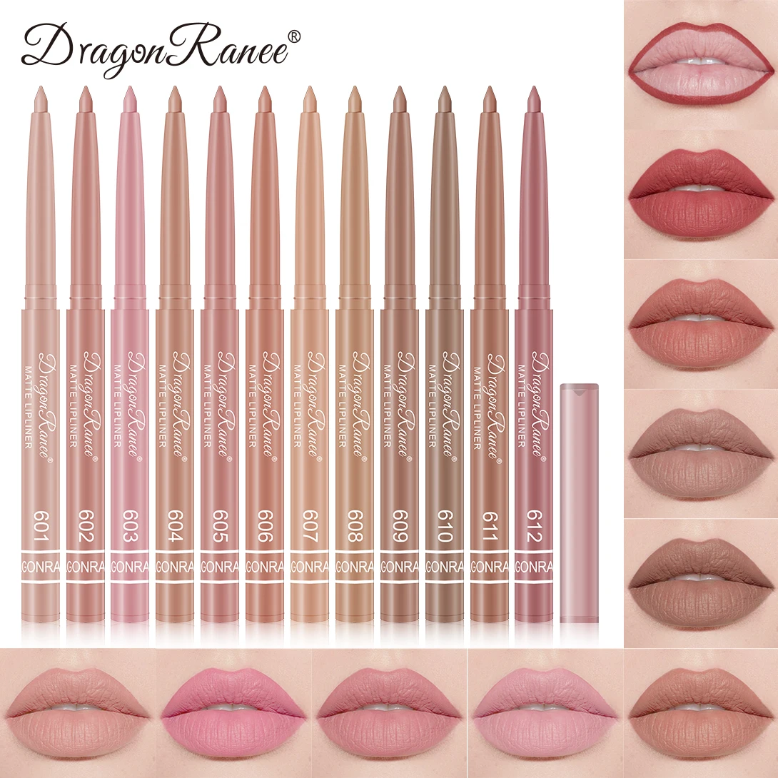 Lipliner umrischt die Lippenform, anfängerfreundlicher, natürlicher und zarter Lippenstift, wasserfester, mattierter Nude-Lipliner