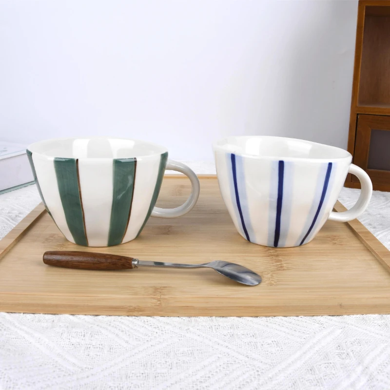Hand-Painted Ceramic Coffee Mug - Audrey Hepburn Inspired Breakfast Cup & Oatmeal Bowl Unique Artisanal Design for Coffee Lovers