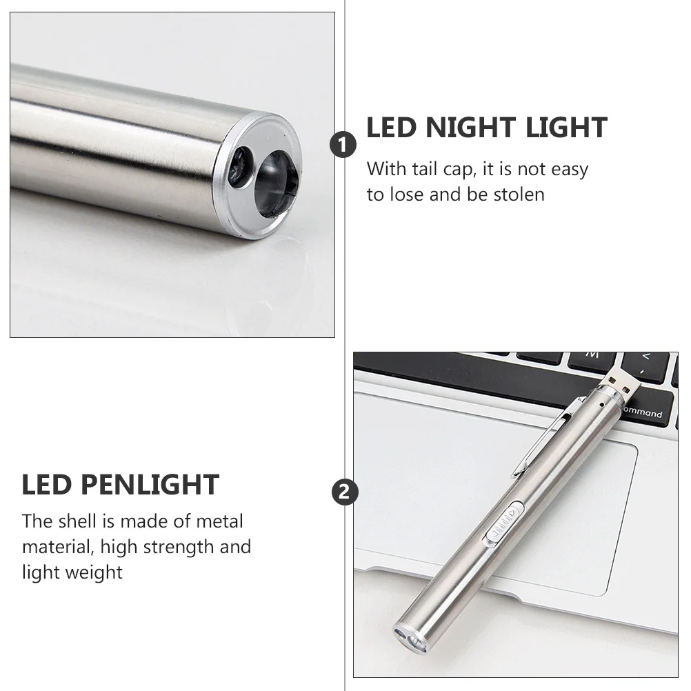

2 Pcs Pen Pupil Flashlight Hospital Inspection Beam Chargeable Reusable Nurse Doctor