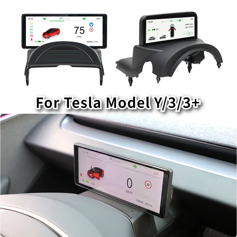 For Tesla Model Y/3/3+ Air Code Meter Steering Wheel LCD Instrument Panel Speed Vehicle 4.6''Head Up Display HUD Car Accessories