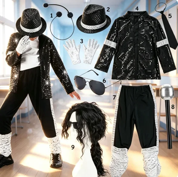 2026 80s 90s Hip Hop Michael Jackson 5 Costume Boys Superstar Singer Outfit Halloween Carnival Stage Dance Cosplay Party Wear view 2