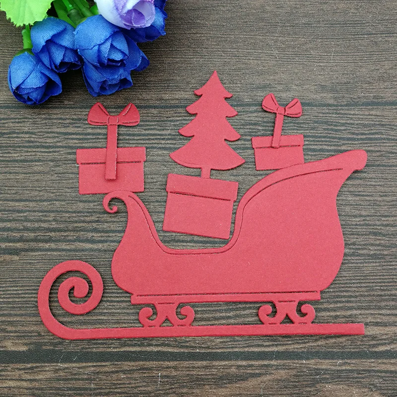 8Pcs Christmas sleigh Metal Cutting Dies For DIY Scrapbooking Album Embossing Paper Cards Decorative Crafts