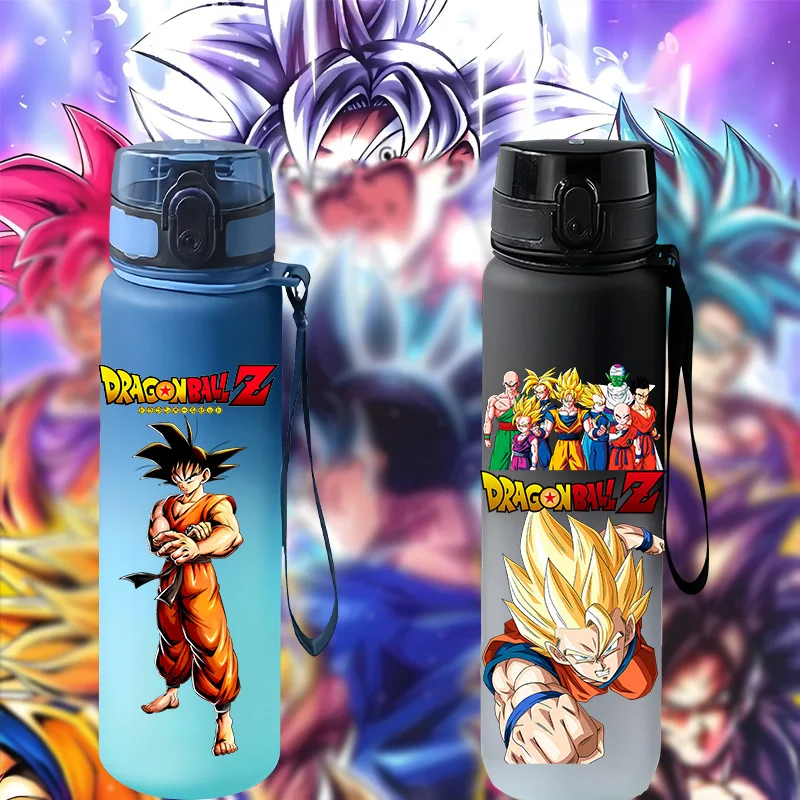 Botella de Agua Deportiva Portátil de 650 ml de Dragon Ball Z, a Prueba de Fugas, con Tapa Abatible, Botella de Plástico con Gradiente, Tapa Abatible a Prueba de Fugas
