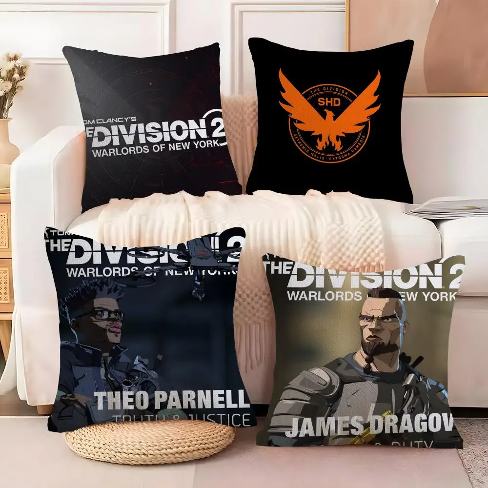 tom clancy's the division 2 Pillow Case Anti-dustmite Pillowcase Invisible zipper silky short plush Sofa cushion cover