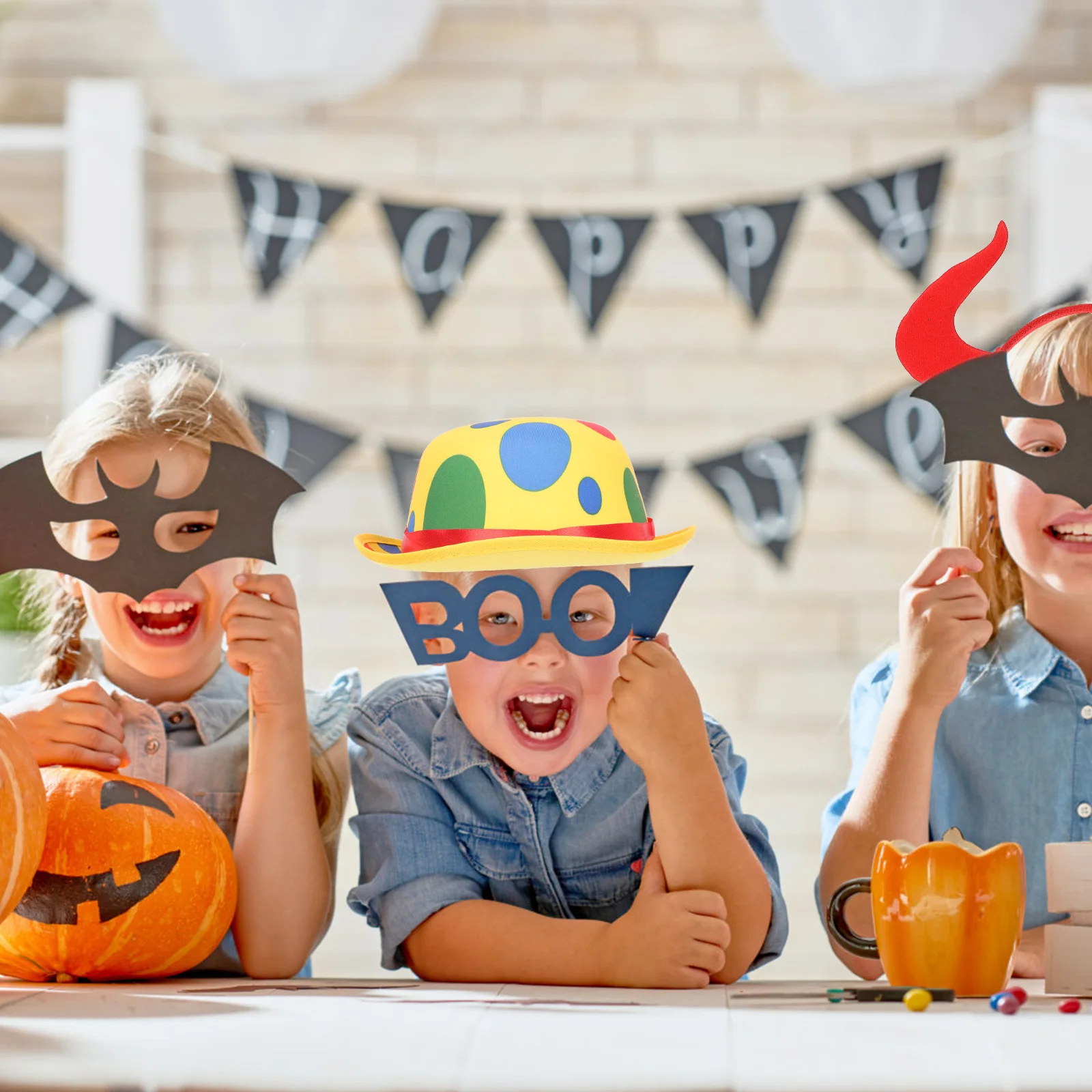 قبعة المهرج ذات جودة عالية، تصميم واقعي متين لحفلة الهالوين، زي دعامة أداء المسرح