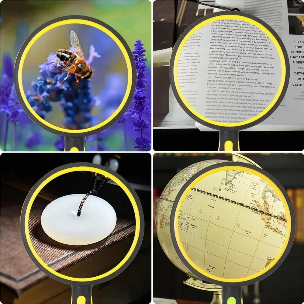 Handheld Magnifier 10x Double Tone Rubber Grip Magnifier Lens for Elderly and Children Reading Books Jewelry Identification