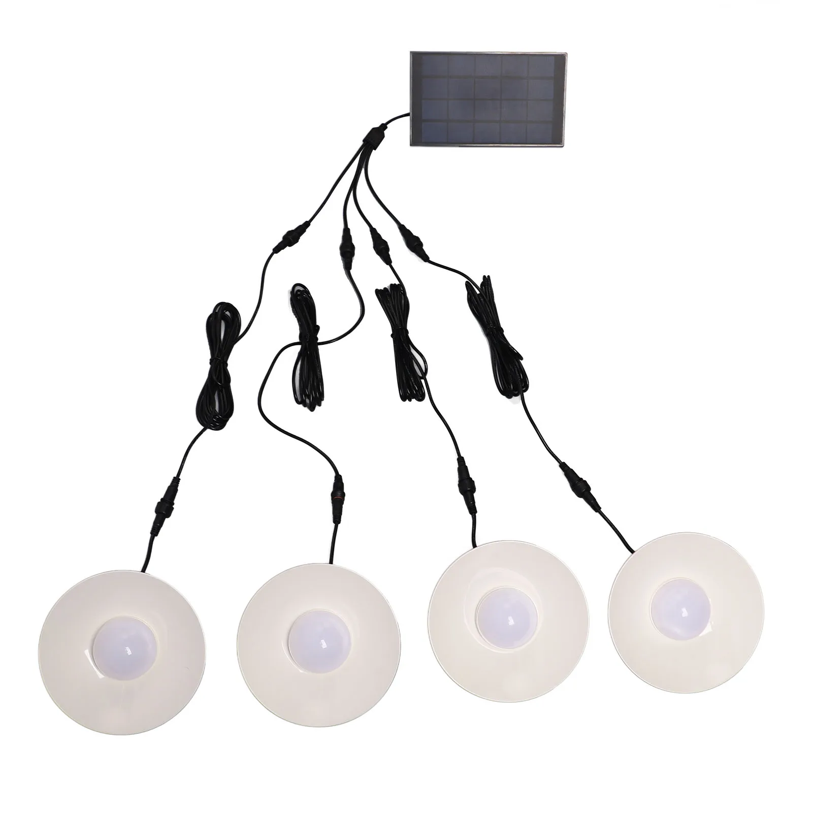 

Solar Pendant Lights 4 Heads IP65 Waterproof Warm White Shed Lights with Remote Control for Outdoor Patio Garden