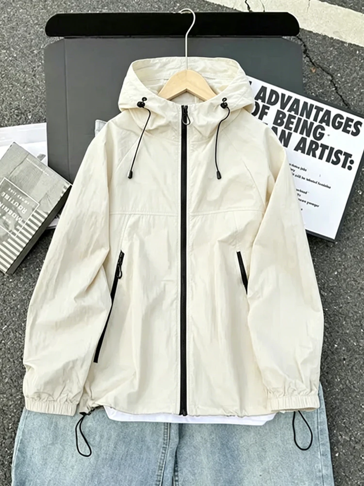 Men's Ice Silk Hooded Sun Protection Clothing Quick Dry Cool Feeling Summer Casual All-Match Outdoor Sports Fashionable Youth