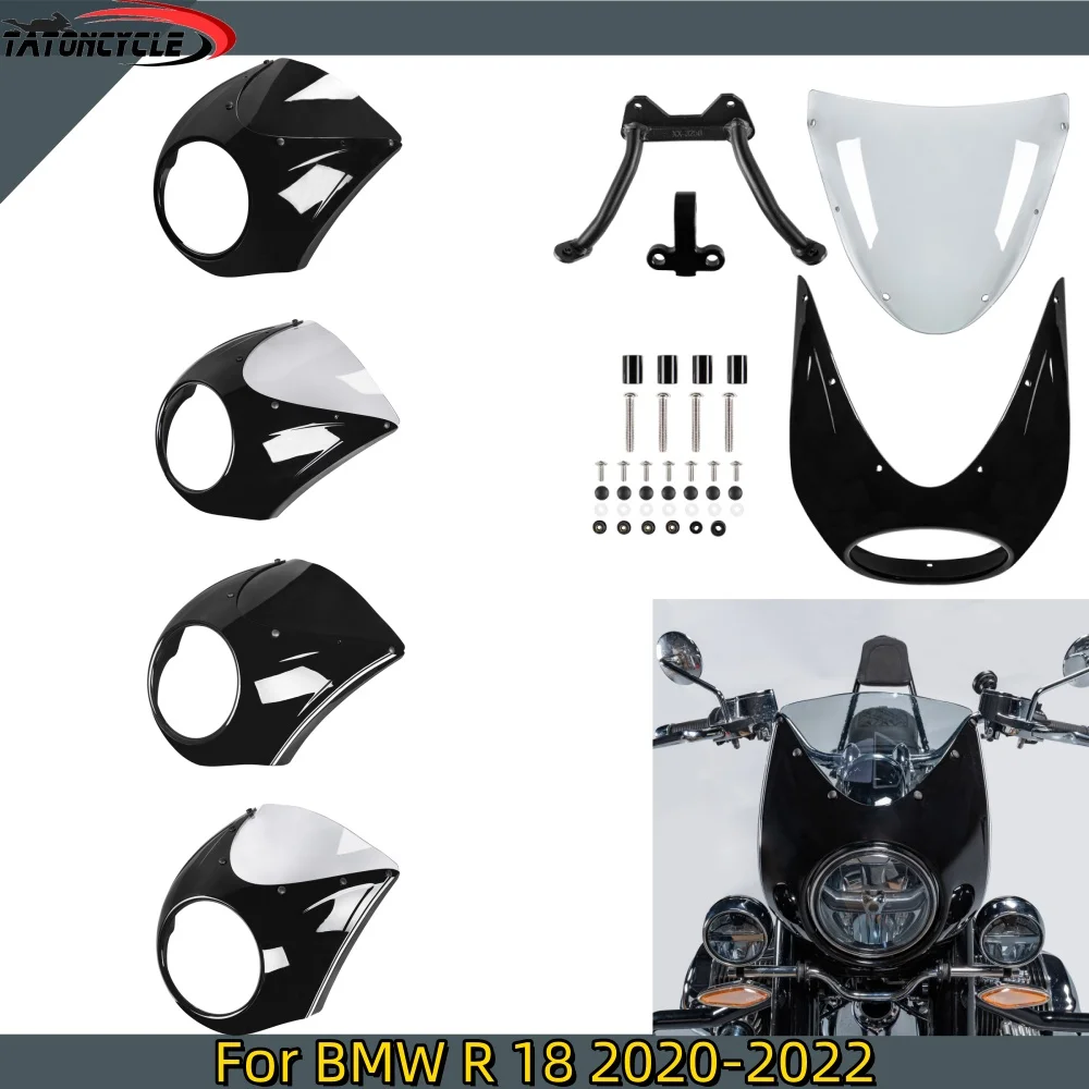 

Motorcycle Round Headlight Windscreen Cover for BMW R 18 R18 Classic 2020-2024 Fairing Windshield Light Stand Spotlight Bracket