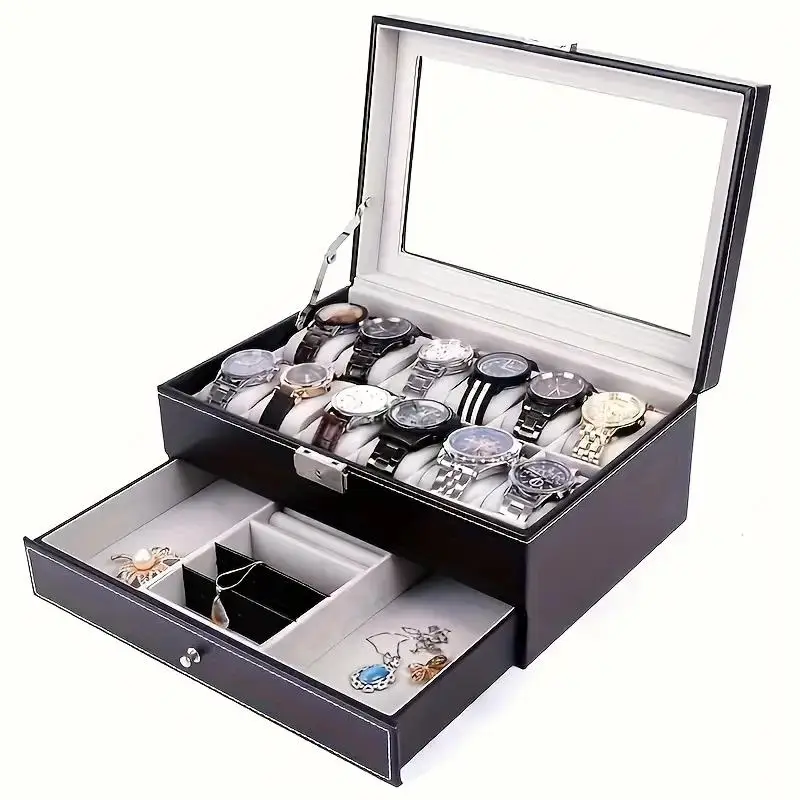 Watch Jewelry Box Organizer PU Leather Storage Box For Ring Earrings Bracelet Watch Jewery Case Casket Gift