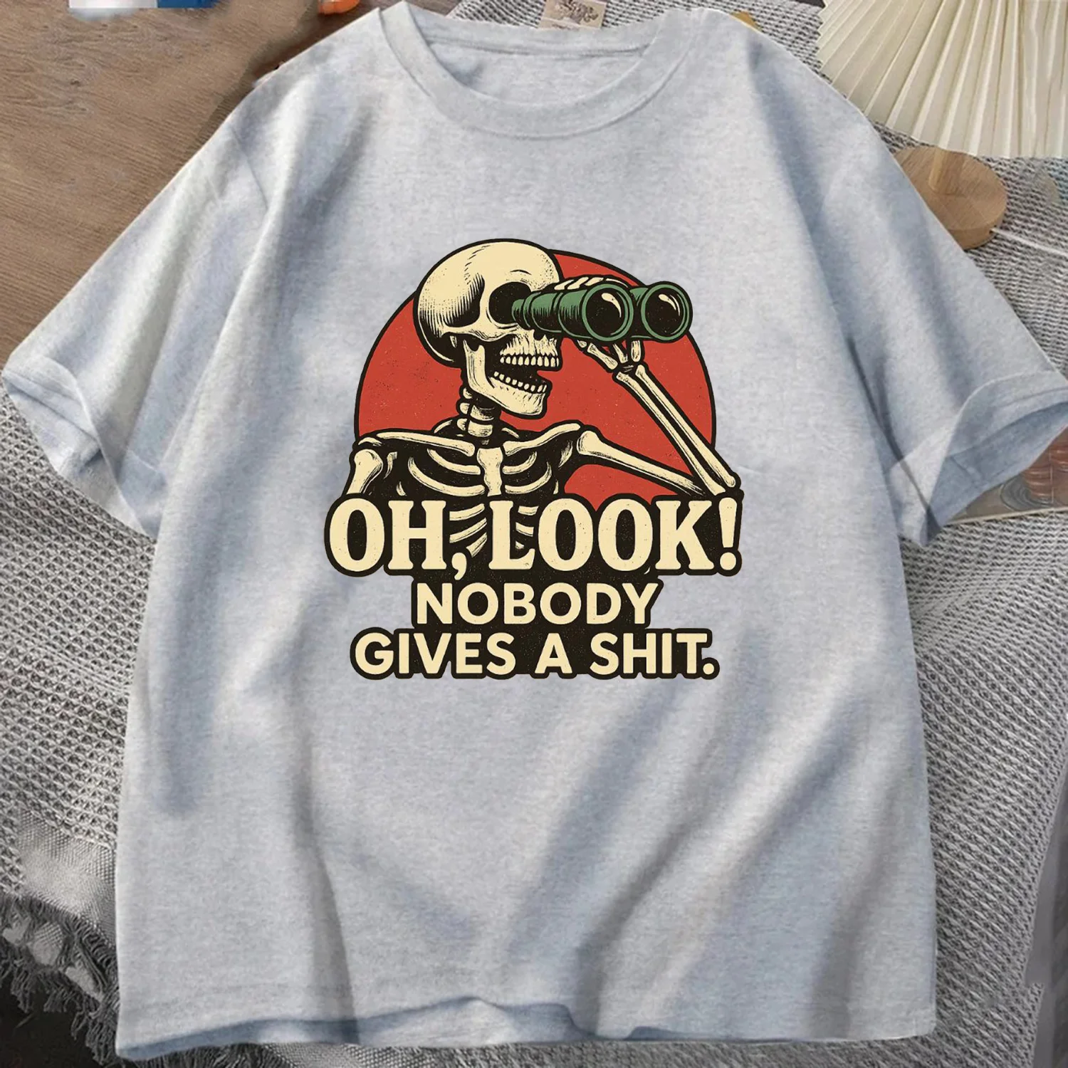 أوه نظرة لا أحد يمنح القرف السخرية تي شيرت الصيف الرجال رياضية الجولة الرقبة قصيرة الأكمام ملابس رياضية عادية متعة القمم القطن المحملة #3