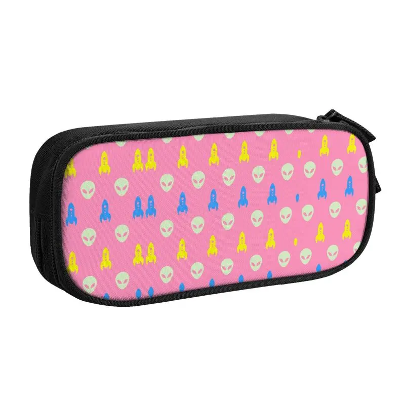 Custom Aliens UFO And Rocket Ships Cute Pencil Case Boys Gilrs Large Capacity Pencil Bag School Accessories