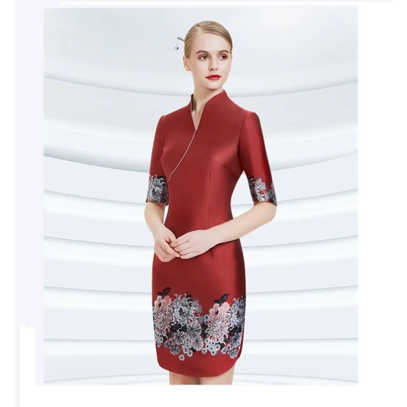 

Stewardess Uniform Female Cheongsam Dress Professional Suit Sales Department Hotel Reception Etiquette Safety Work Clothes