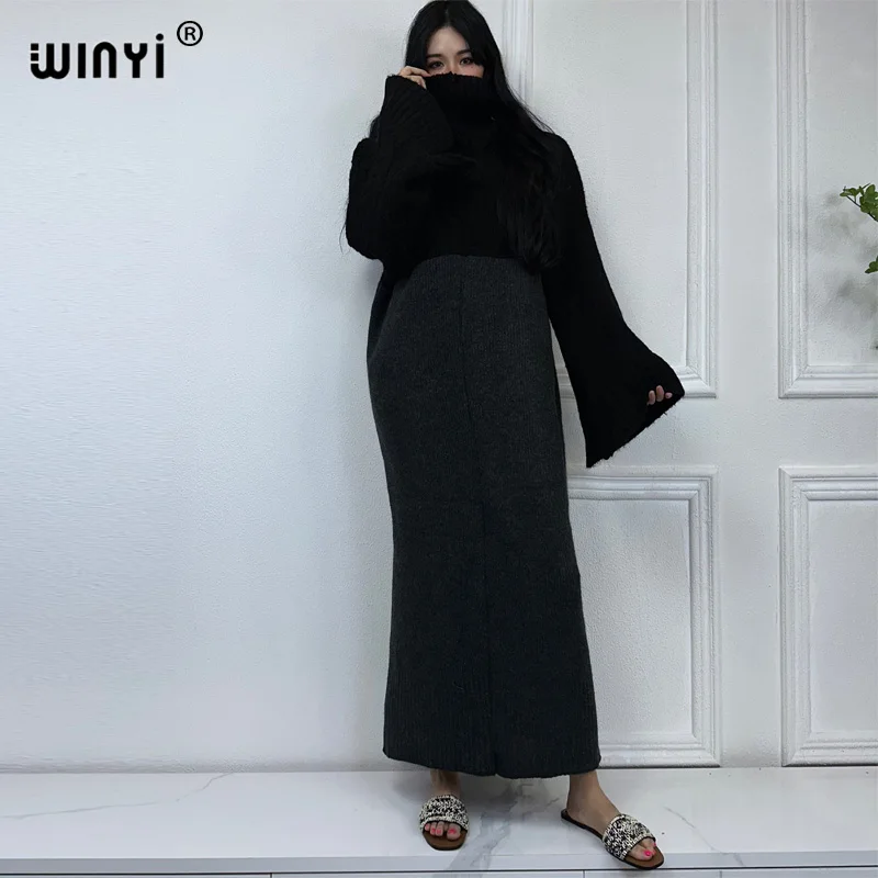 

WINYI 2023 Solid color Comfort Warm fashion Caftan winter dress Elegant Africa Women Boho party winter clothes for women kaftan