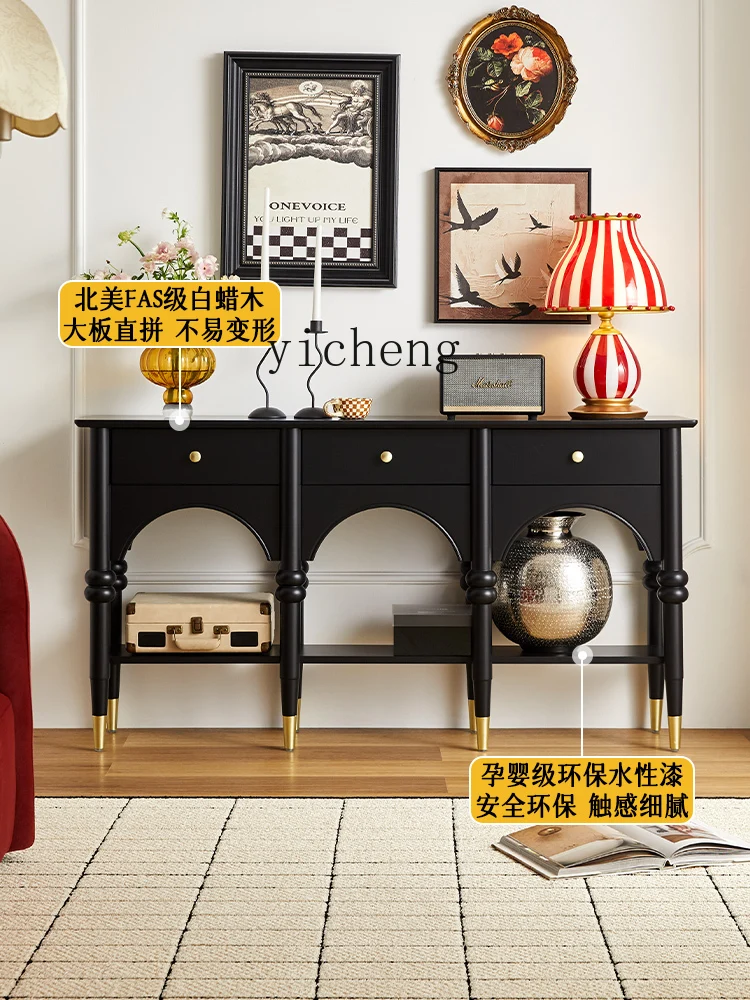 

XL entrance cabinet black vintage sideboard entryway table shelves chest of drawers