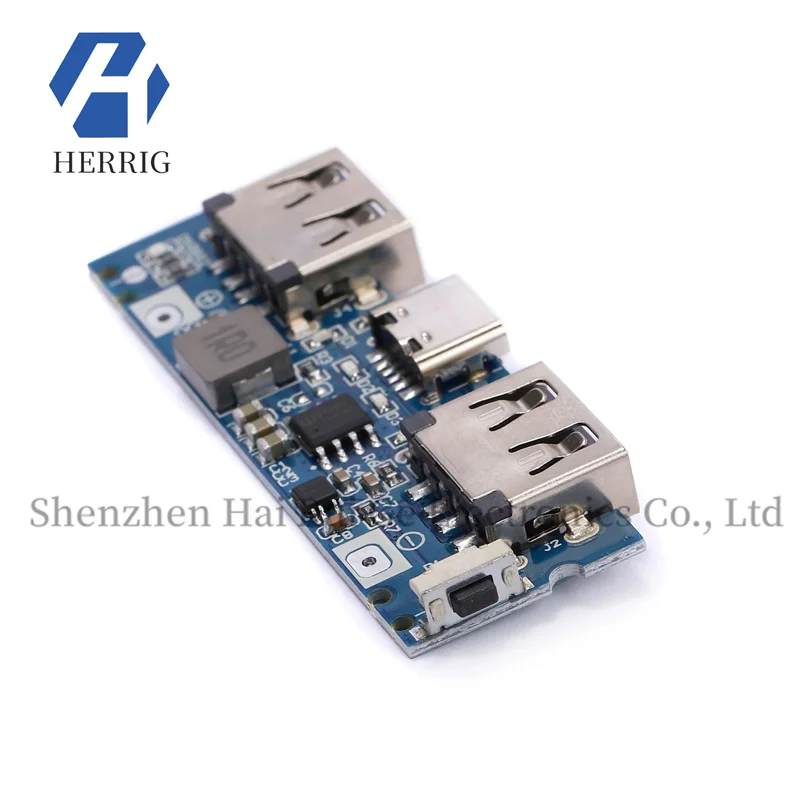 1PCS Type-C พอร์ตชาร์จ dual USB Power Bank Power Board Boost โมดูล 2.4A แบบพกพา Power Bank DIY เมนบอร์ด 5V