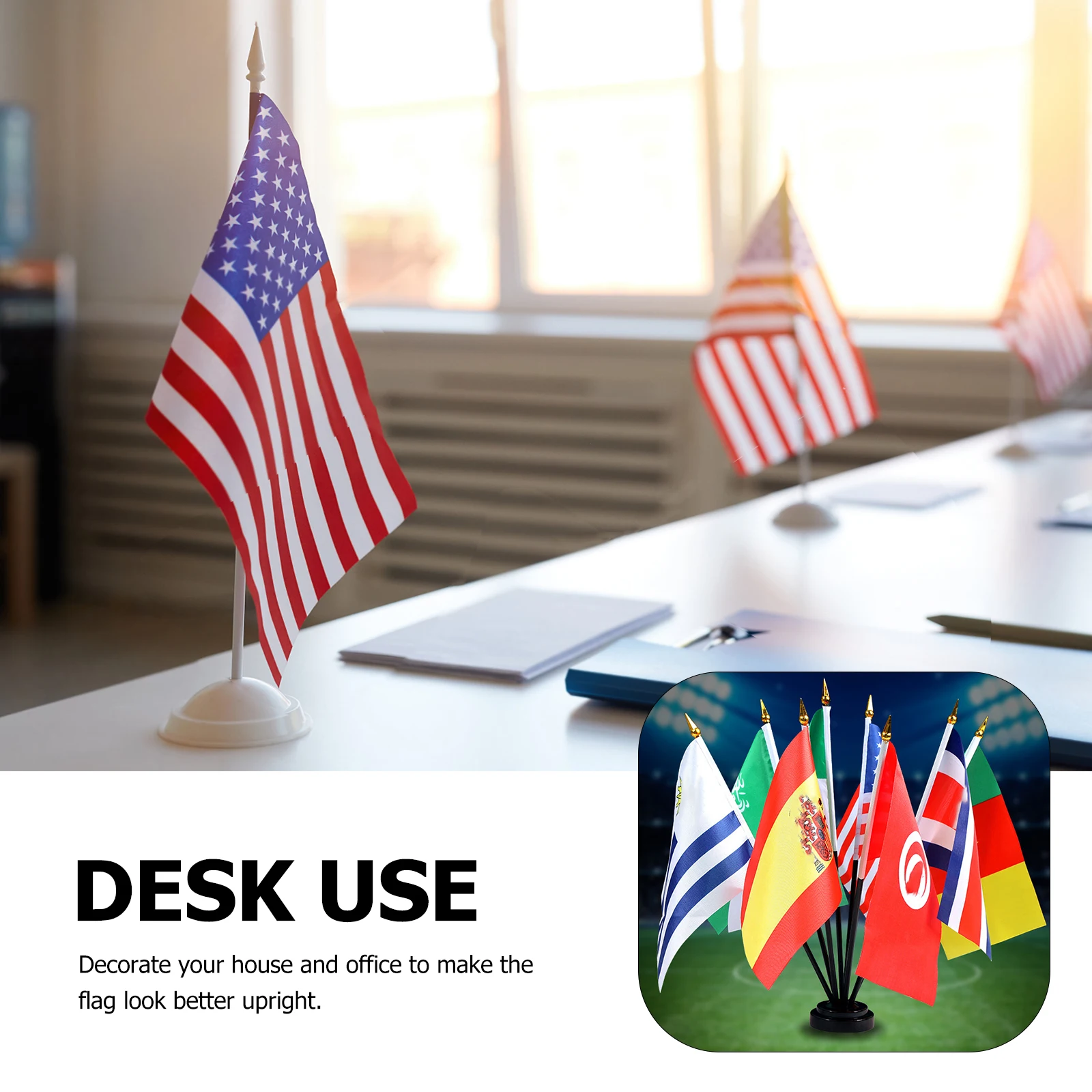 

6Pcs Mini Flag Holder Stand Plastic Flagpole Base for Office Desk Party Garden Decoration Small Outdoor Indoor Flag Stand