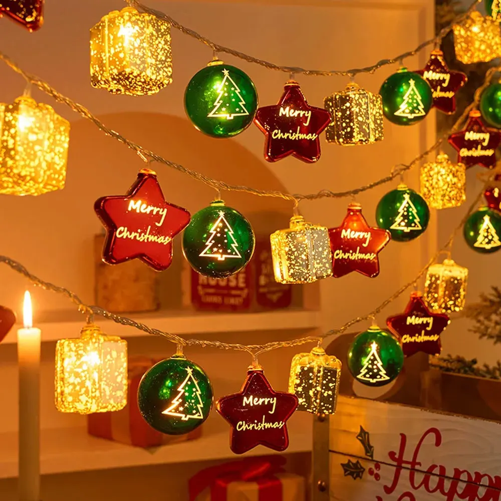 عيد الميلاد ضوء سلسلة قصب الحلوى سانتا كلوز ثلج مصباح شجرة عيد الميلاد ضوء سلاسل حلي معلقة عيد ميلاد سعيد ديكور #1