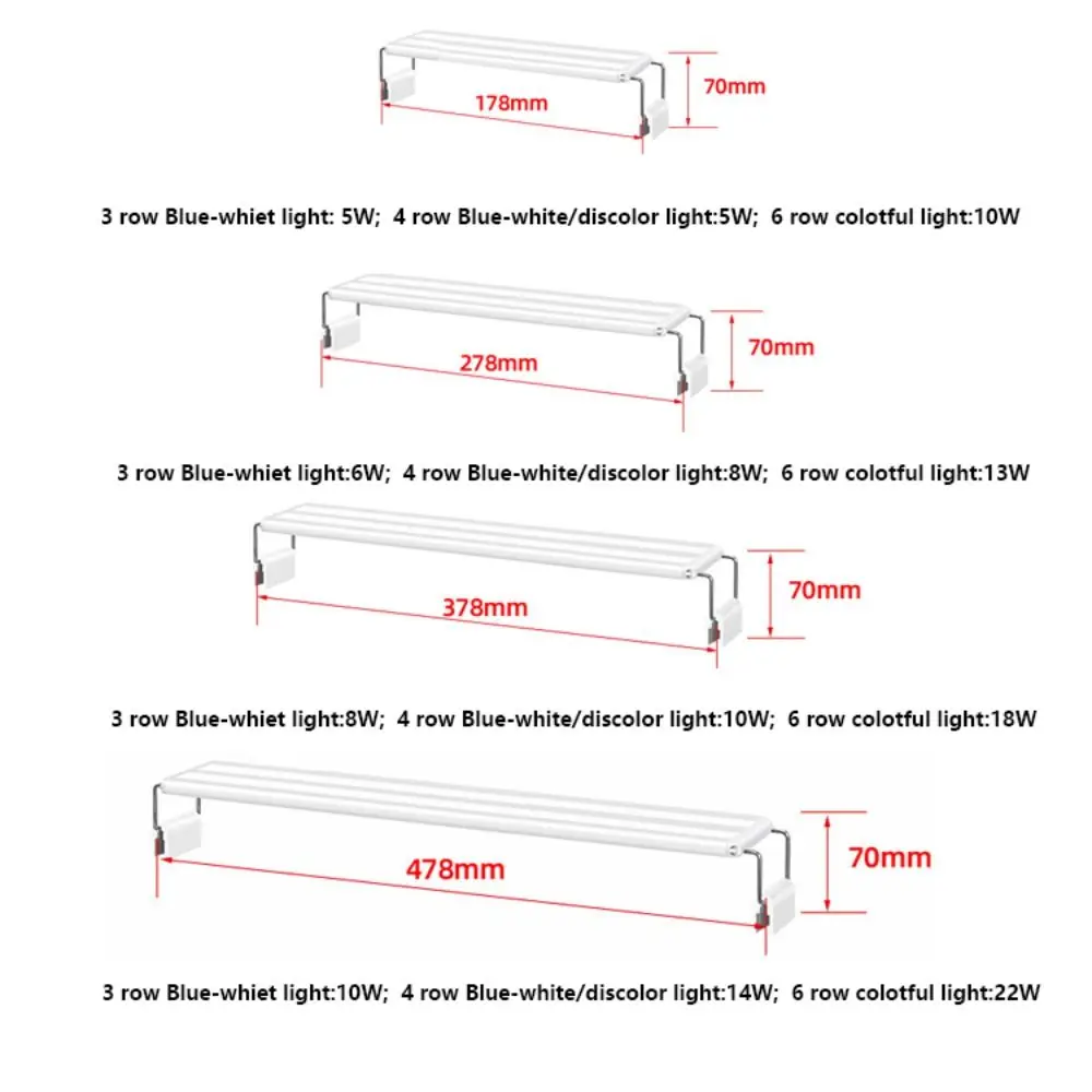 Aquarium Accessory Extensible Fish Tank Light Super Slim Waterproof Aquarium Light Energy-saving with Clip LED Light Stand Home